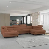 Masseno Ecksofa VINTESSA mit Schlaffunktion U-Form, Sofa mit Bettkasten, Wohnzimmersofa, Couch, Soffa, Bettsofa, Couchgarnitur- Orange, QUELLE 54 - Orange