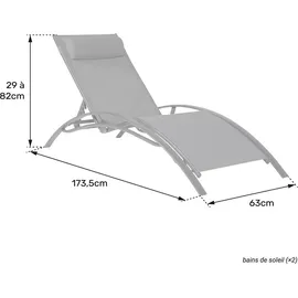 Happy Garden Galapagos 2er Set Liegen 195 x 65 x 22 cm Grau