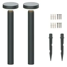 DIEBOLD Solarleuchte 2er Set 50 cm Höhe spritzwassergeschützt Gun Grey