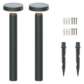 DIEBOLD Solarleuchte 2er Set 50 cm Höhe spritzwassergeschützt Gun Grey