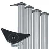Gedotec Möbelfüße 4X Edelstahl Optik | Ø 60 mm | Tischfüße Höhenverstellbar Höhe 710 mm + 30 mm inkl. Befestigungsmaterial | Tischbeine Metall | Sockelfüße Bodenschoner aus Kunststoff | für Möbel