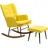 Homcom Schaukelstuhl mit Hocker Polyester 64 x 90 x 89 cm Gelb