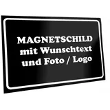 Kiwistar Magnetschild personalisiert - mit Wunschtext Foto und Logo bedruckt - Fahrzeugmagnet für Auto KFZ LKW Transporter Wohnmobil (schwarz, 30x20 cm)