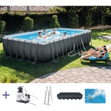 Intex 26364 Ultra XTR Frame Aufstellpool Rechteckig 732x366x132 mit Sandfilter und Leiter