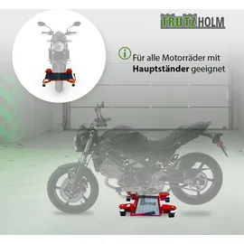 Baumarktplus Rangierhilfe für Motorrad mit Ständer rot 54x19 cm Last bis 250kg Rollwagen Rangierplatte