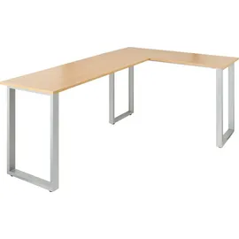 HJH Office Schreibtisch Workspace Basic I Buche Nachbildung/silber