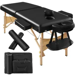 TECTAKE 2-Zonen Massageliege-Set 7,5cm Polsterung + Rollen + Tascheschwarz