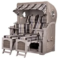 Mr. Deko bene living Strandkorb Komplettset Ammersee Mahagoni washed