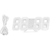 BuyWeek 3D LED Wanduhr, Weiß Rahmen Digitale Wecker Moderne Digital Uhr Timer mit Temperaturanzeige für Zuhause, Wohnzimmer, Dekoration (Grün)