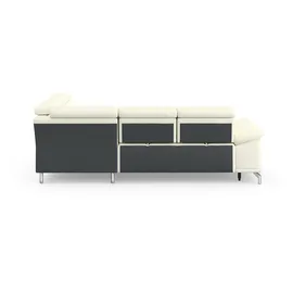sit&more Ecksofa SIT & MORE "Cabrio L-Form, B: 274 cm, mit Sitztiefen-, Arm- & Kopfteilverstellung", weiß (altweiß), B:274cm H:87cm T:230cm, Sofas, Ecksofa, 3 Nierenkissen, Federkern, optional Bettfunktion und Stauraum