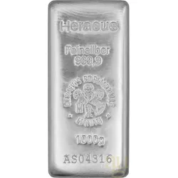 1 Kilogramm Silberbarren Heraeus