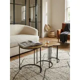 KADIMA DESIGN Beistelltisch Set / 3-teilig Rund Aluminium Gold Schwarz DESIGN