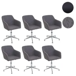 6er-Set Esszimmerstuhl HWC-A74, Drehstuhl Loungesessel, höhenverstellbar ~ Textil, grau