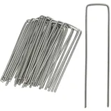 Relaxdays Bodenanker, 25er Set, Rostbeständig, Angeschrägte Enden, Zum Einschlagen, 15cm lang, Verzinkter Stahl, Silber