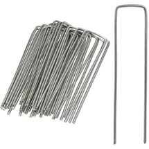 Relaxdays Bodenanker, 25er Set, Rostbeständig, Angeschrägte Enden, Zum Einschlagen, 15cm lang, Verzinkter Stahl, Silber
