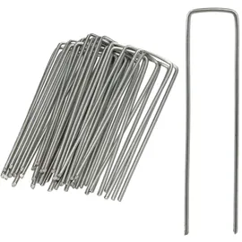 Relaxdays Bodenanker, 25er Set, Rostbeständig, Angeschrägte Enden, Zum Einschlagen, 15cm lang, Verzinkter Stahl, Silber