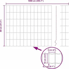 vidaXL Eurozaun 0,8 x 10 m Grau/Eisen