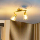 QAZQA Deckenstrahler Gold mit Glas 2-flammig verstellbar - Laura
