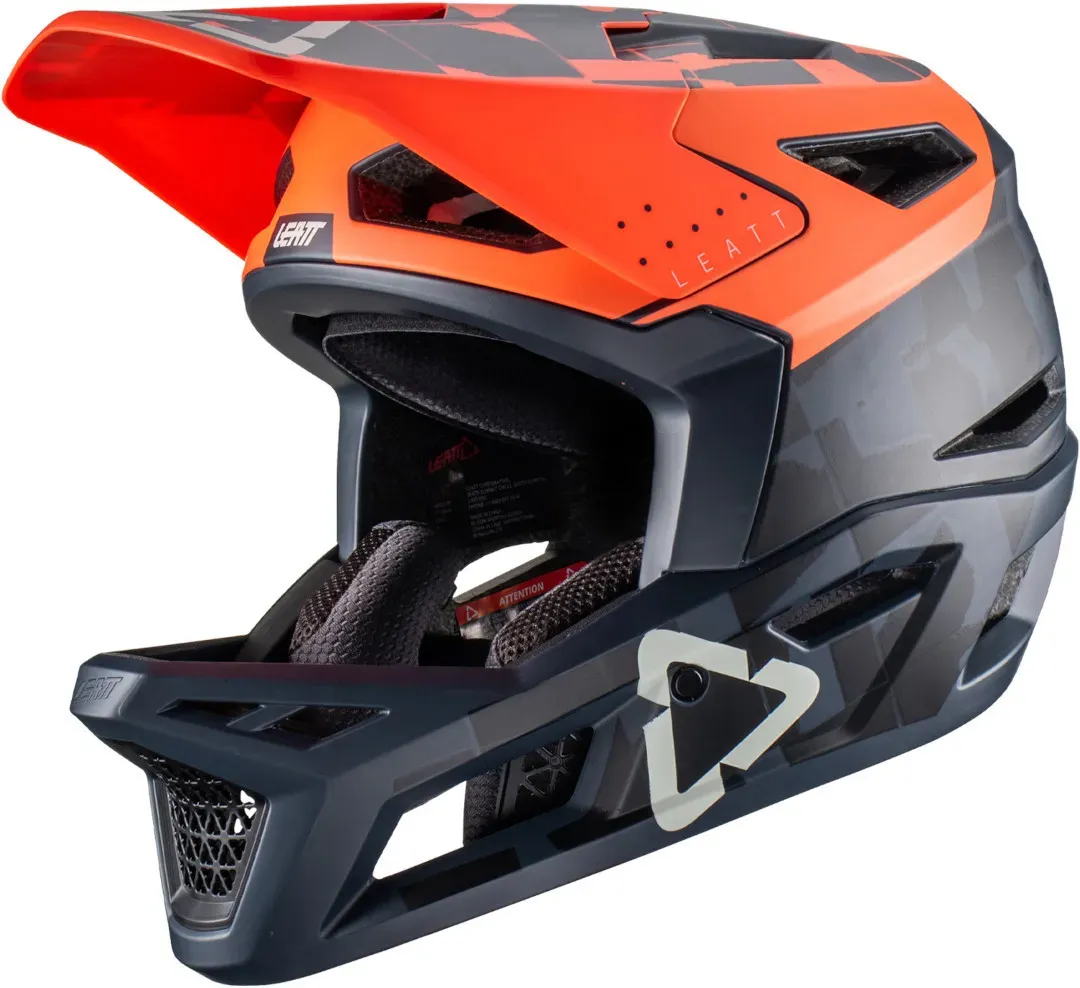 Leatt MTB Gravity 4.0 Orange/Black Downhill Helm, zwart-oranje, L Voorman