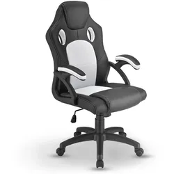 Juskys Racing Schreibtischstuhl Montreal ergonomisch Bürostuhl PC Gaming Stuhl – weiß