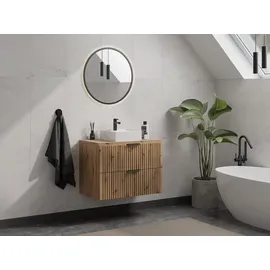 vente-unique Waschbeckenunterschrank hängend 80 x 0 x 0 cm Holzfarben hell