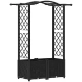vidaXL Hochbeet mit Rankgitter und Dach 125 x 40 x 138 cm Schwarz