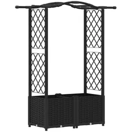 vidaXL Hochbeet mit Rankgitter und Dach 125 x 40 x 138 cm Schwarz