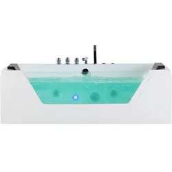 Whirlpool Badewanne weiß LED Unterwasserbeleuchtung 153 x 71 cm SAMANA