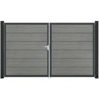 GroJa Tor 2-flg. Basicline Premium Grey Ash Cut Rahmen 306 x 180 cm DIN Rechts