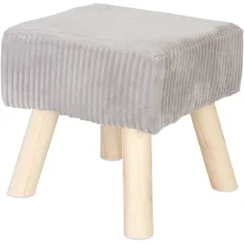 Relaxdays Hocker Cord Baumwolle/Polyester 30 x 30 x 30 cm Hellgrau/Natur