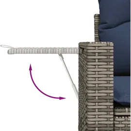 vidaXL Gartensofa-Set mit Kissen, grau, Polyrattan
