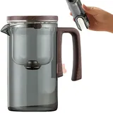 Enchantipot Glas-Teekanne mit Infuser, Magische Wassertrennung Teekanne, Holzgriff, Hitzebeständiges Borosilikatglas, Mit Sieb (720 ML,Grey)