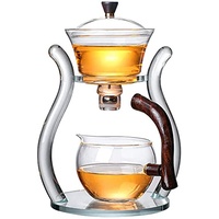 RORA Glas Teekanne Set Glas Automatisches Lazy Tea Set Magnetisch Drehbar Kungfu Hitzebeständige Teekanne Anzug mit 6pcs Teetassen (Teekanne)