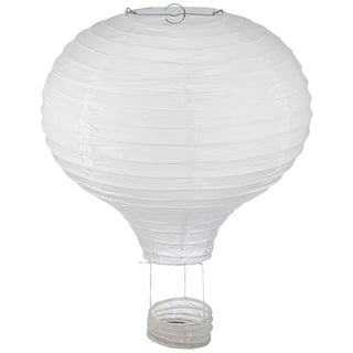 Rayher 87192102 Papierlampion Heißluftballon, 30cm ø40cm, m. Metallgestell, weiß