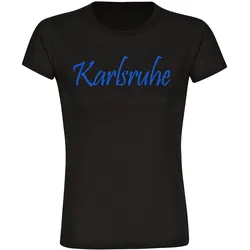 multifanshop Damen T-Shirt - Karlsruhe - Schriftzug - Druck blau - Frauen