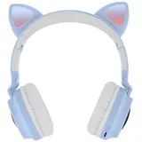 Avizar Kopfhörer mit LED Katzenohren Design Hellblau