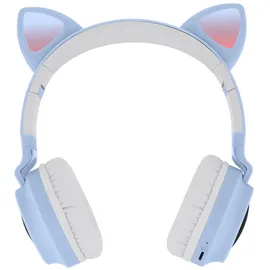 Avizar Kopfhörer mit LED Katzenohren Design Hellblau