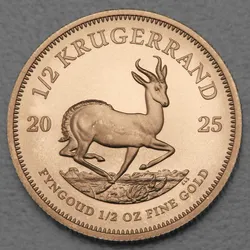 Goldmünze 1/2oz Krügerrand aktueller Jahrgang (Südafrika)