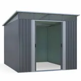 Gerätehaus Metall Pultdach verzinkt und pulverbeschichtet | Geräteschuppen Skylight Gartenlaube 6,6m2 mit Oberlichtern und Schiebetüren (238 x 279 x 202 cm)