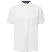 s.Oliver Regular Fit: Kurzarmhemd mit Struktur-Streifen und Button-Down-Kragen - weiß - XXL