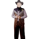 Savahe Cowboy Kostüm Herren/Karneval Fasching Weste Hose Halstuch Verkleidung (L(52/54))