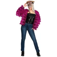 Karneval-Klamotten Kostüm Lametta Jacke pink Festival Outfit Damen, Damenkostüm Frauenkostüm Disco Party 70er Jahre Karneval Fasching 42-46