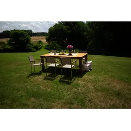 ACAMP Skye Garten-Essgruppe 7-tlg. Tisch Old Java 180 x 90 cm beige/silber