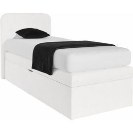 Westfalia Schlafkomfort Boxspringbett, wahlweise mit Bettkasten und 2 Matratzenqualitäten, weiß , 47680551-0 Kunstleder mit Bettkasten-Öffnung links-Kaltschaum-Topper