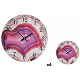 Gift Decor Uhr Wanduhr Marmor Rosa Glas 30 x 4 x 30 cm 4 Stück rosa
