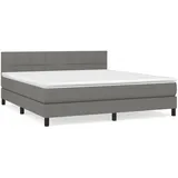 vidaXL Boxspringbett mit Matratze Dunkelgrau 180x200 cm Stoff