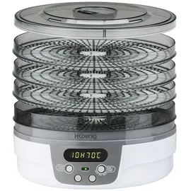 h.koenig DSY700 Dörrgerät für Lebensmittel, 5 herausnehmbare transparente Platten, einstellbare Temperatur 40-70°C, 48h Timer, Lebensmitteltrocknung