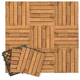 Clanmacy Holzfliesen Terrassenfliesen 11st-110st, Akazienholz Gartenfliesen 30x30cm - 44x, 44er Set, 44 St., 30x30cm = 1qm pro Fliese, rutschfest, Stecksystem, langlebig