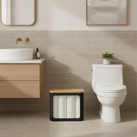 Relaxdays Toilettenpapier Aufbewahrung 36 x 43 x 17 cm 12-tlg. schwarz