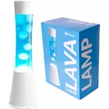 FISURA - Lavalampe blaue un weiße. Weiße Basis, blaue Flüssigkeit und weiße Lava. Lavalampe mit Ersatzbirne. Maße: 11 x 11 x 39,5 Zentimeter.